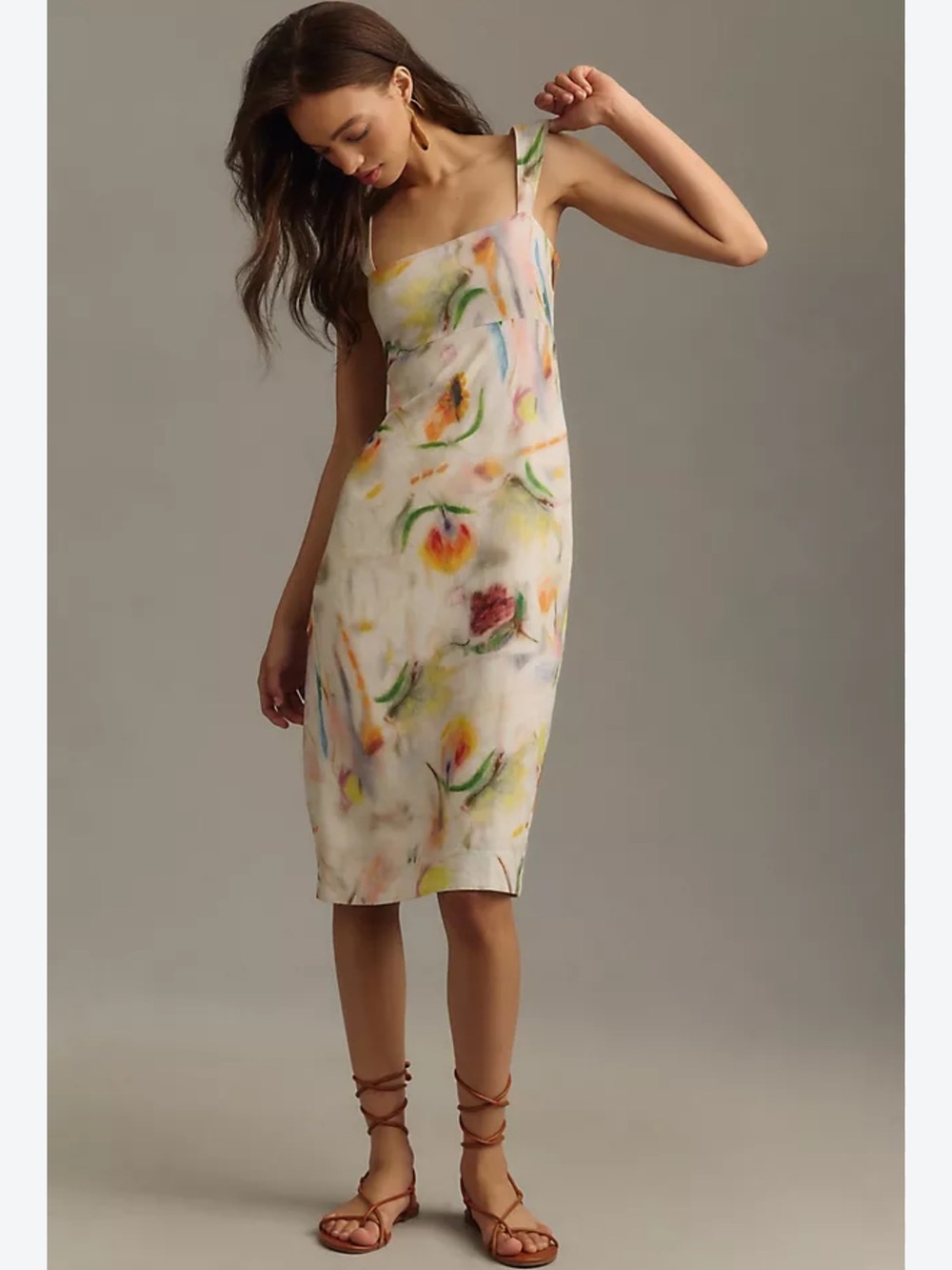 Klaas Jonkman Sleeveless Square-Neck Linen Midi Dress